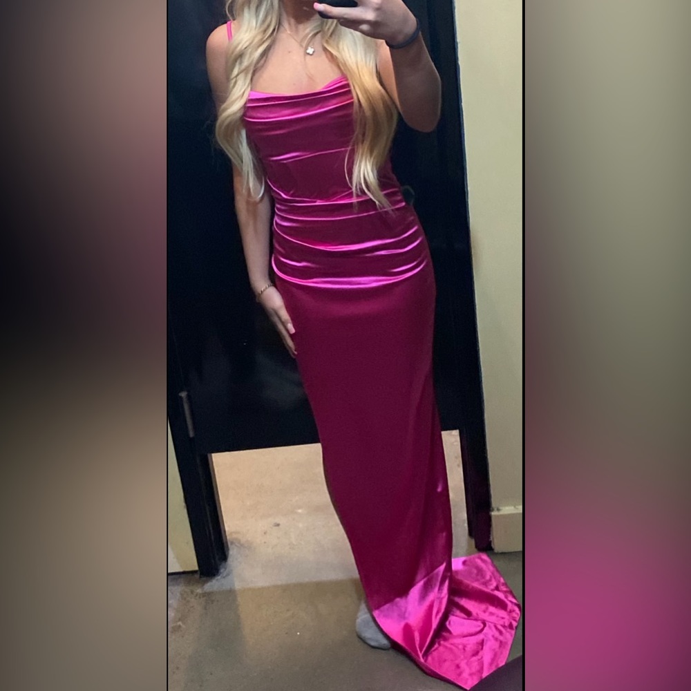 Hot Pink Silk Prom Dress Size XS